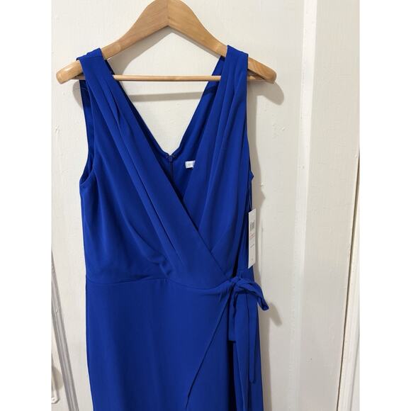 London Times Cobalt Blue Jumpsuit Tie Side V Neck Tank Size 10 - Picture 2 of 7
